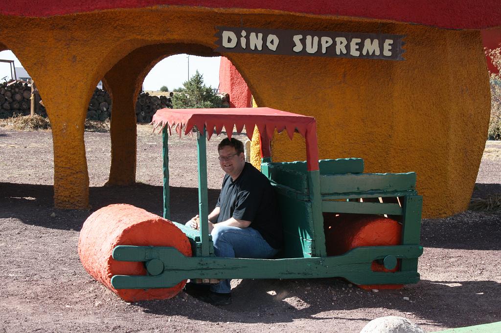 20081026 Grand Canyon 022.jpg - Bedrock City - Ivon driving Fred's car.